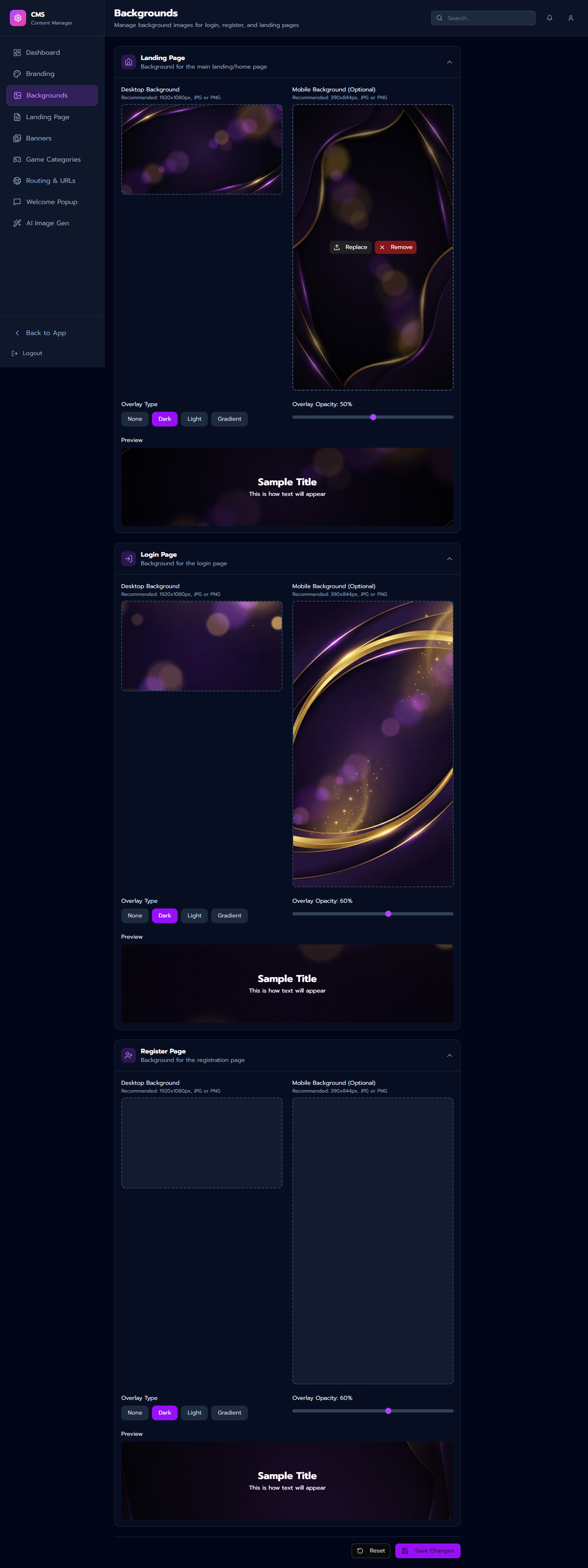 CMS Backgrounds