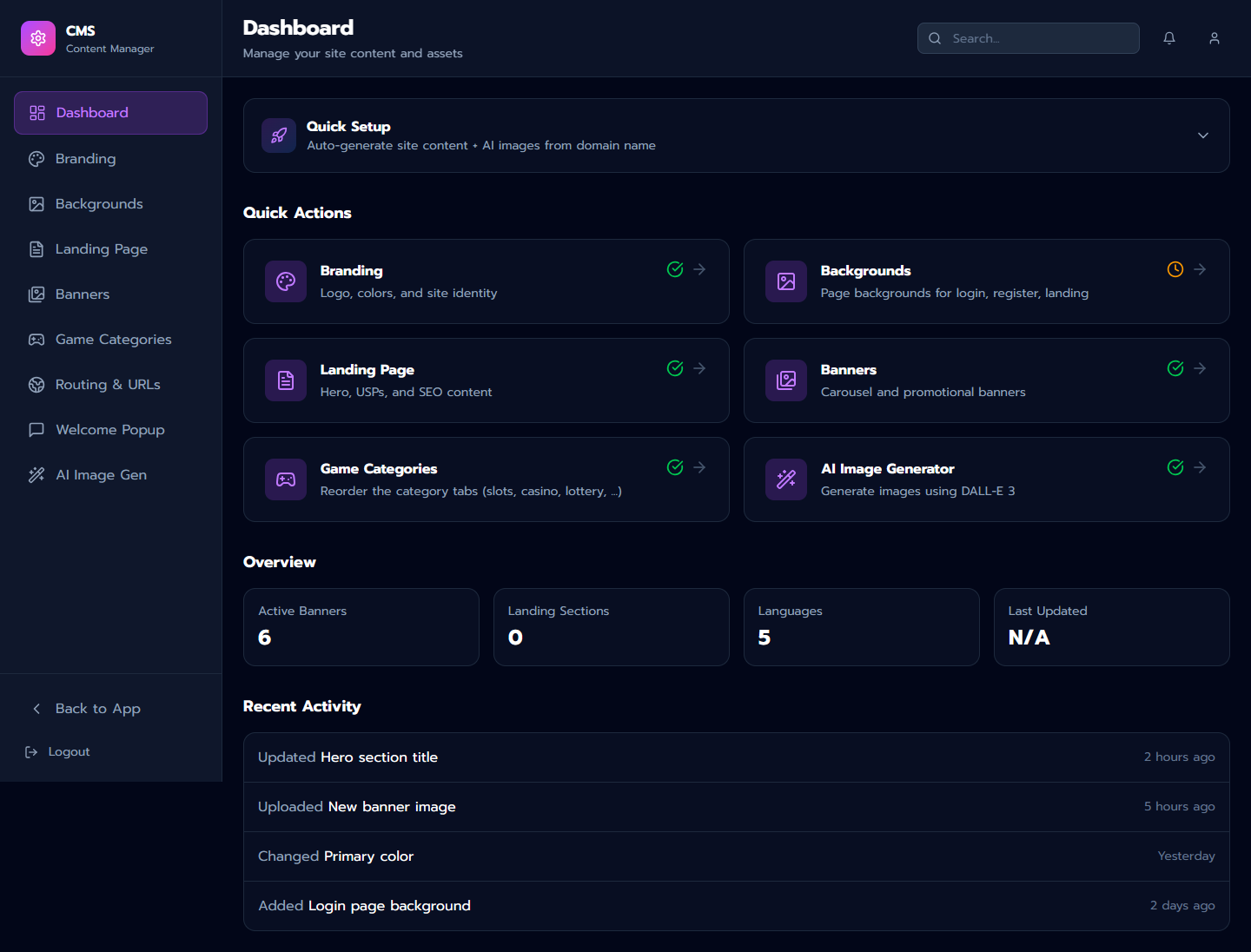 CMS Dashboard